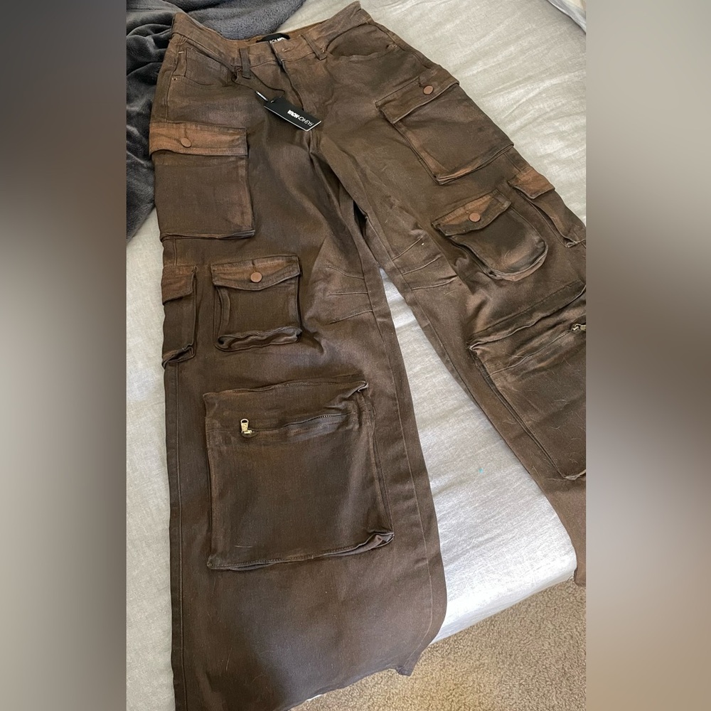 Brown baggy fashion nova cargo pants